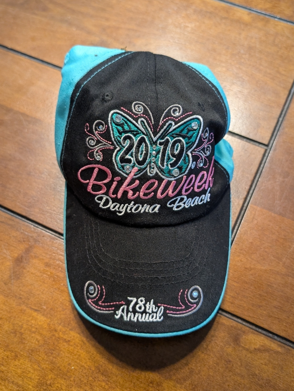 2019 Daytona Beach Bike Week Hat – 78th Annual – Black & Teal – OSFM – NWOT
